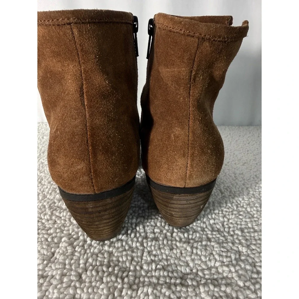 Born Brown Suede Ruched Ankle‎ Boots Women Size 9.5 M Block Heel Side Zip